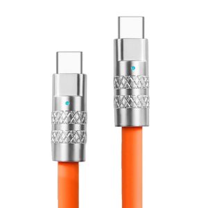 Silicone Cable USB Type-C - Type-C, 100W, orange, 3m